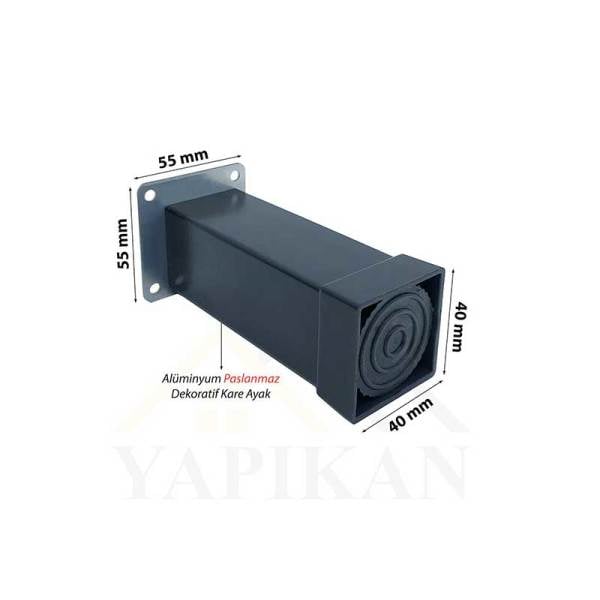 Kare Düz Mat Siyah Ayak (40x40) 8 cm