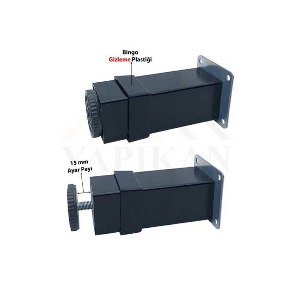 Kare Düz Mat Siyah Ayak (40x40) 12 cm