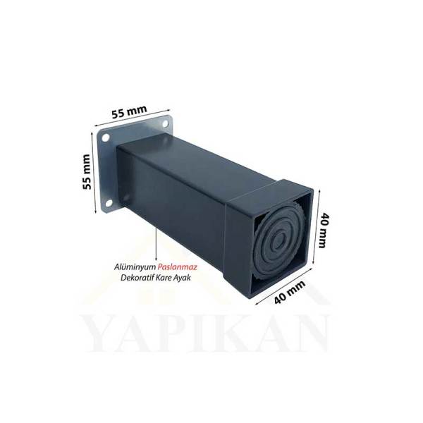 Kare Düz Mat Siyah Ayak (40x40) 12 cm