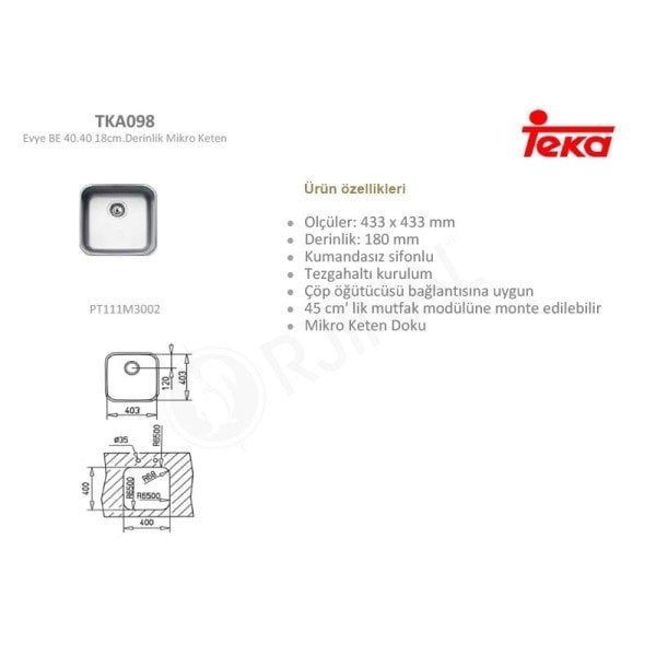 Evye BE 40.40 18cm.Derinlik Mikro Keten