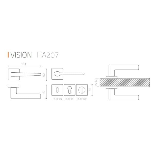 VISION Mat Siyah  Kapı Kolu Yale