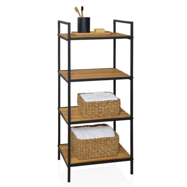 BA69093 4'lü Raf 39x33x95 cm Siyah Bambu