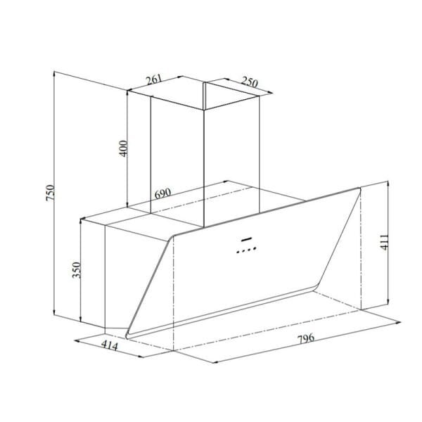 Davlumbaz 3457 Soho 80cm Siyah