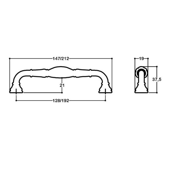 4477 Mat Acı Kahve Kulp 192 mm