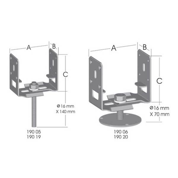 Ayarlı Pergola Ayağı 80-120