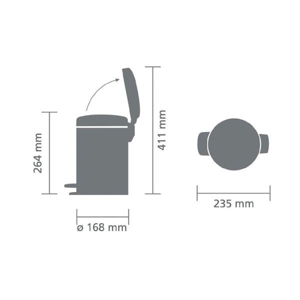 BRA 113222 İnox Pedallı Çöp Kova 3L