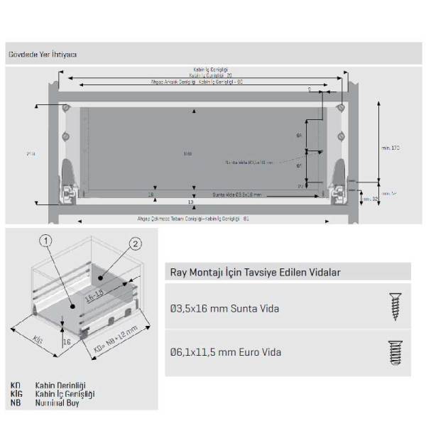 İç Çekmece Smartbox 2 Bordür Gri 30 cm