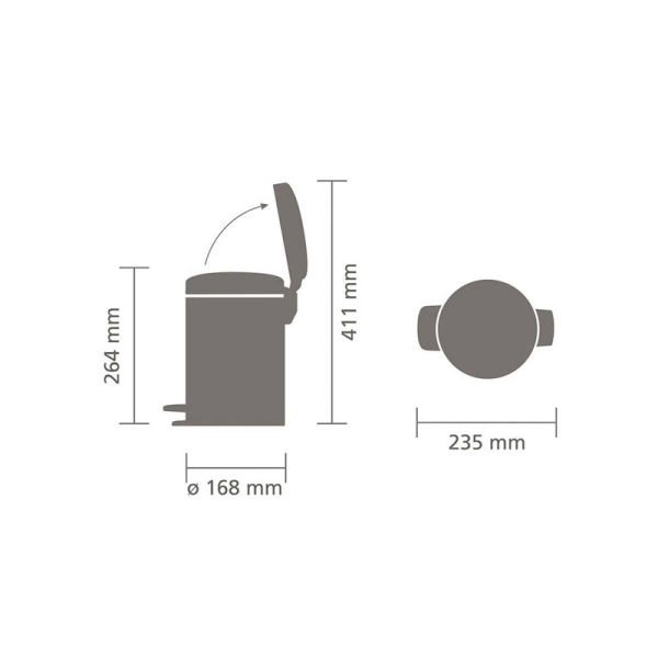 BRA 112126 Beyaz Pedallı Çöp Kova 3L