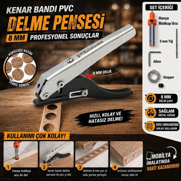 SL0587 Kenar Bandı Pvc Delme Pensesi 8mm