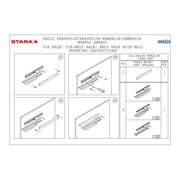 (#) S-6058-C Raylı Kemerlik Metal Sağ