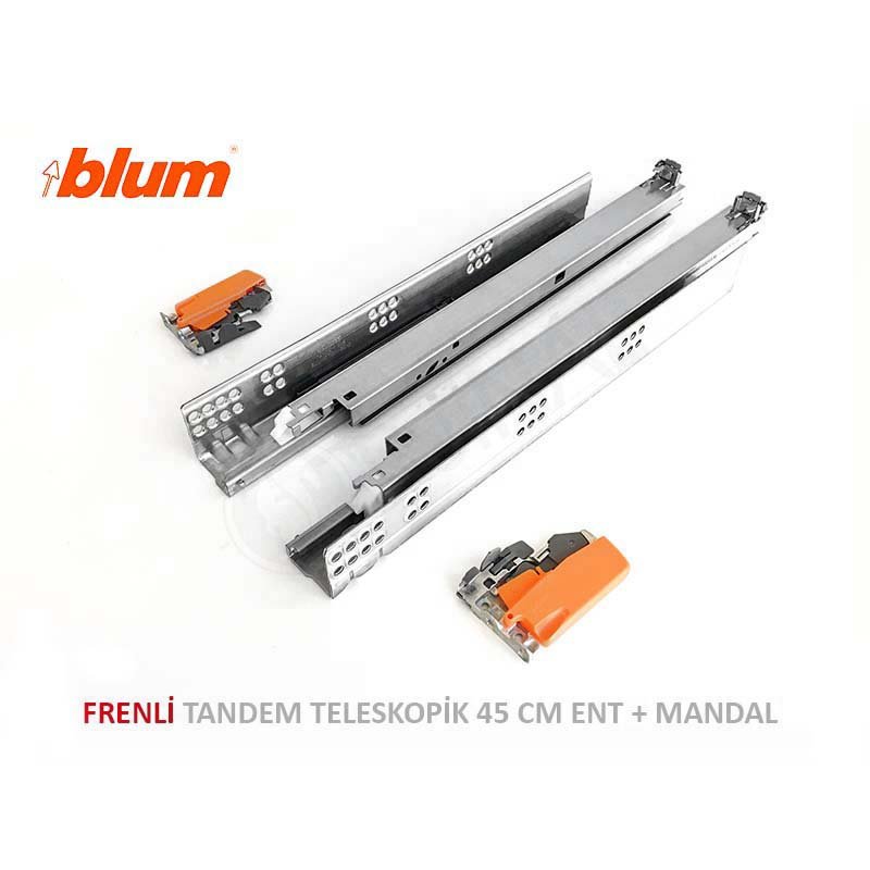 Tandem Frenli Tam Açılım Ray Takımı 45 cm