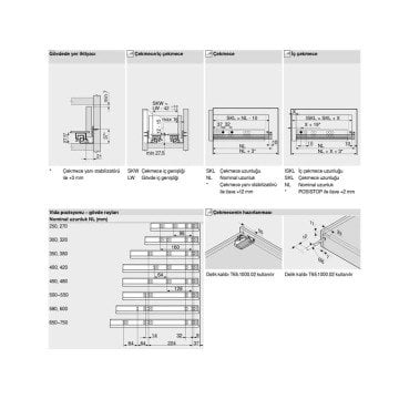 Tandem Frenli Tam Açılım Ray Takımı 45 cm