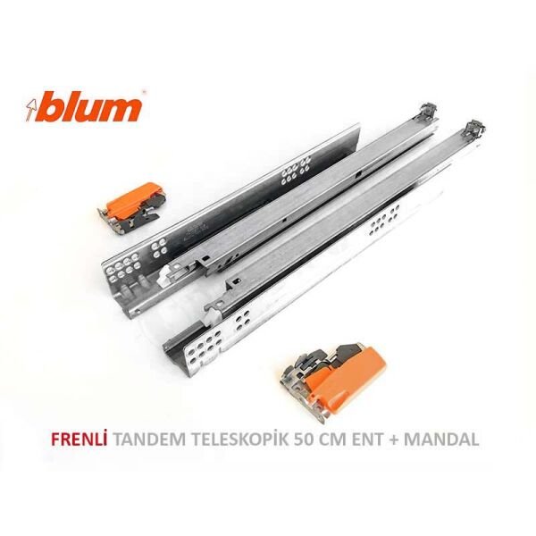 Tandem Frenli Tam Açılım Ray Takımı 50 cm