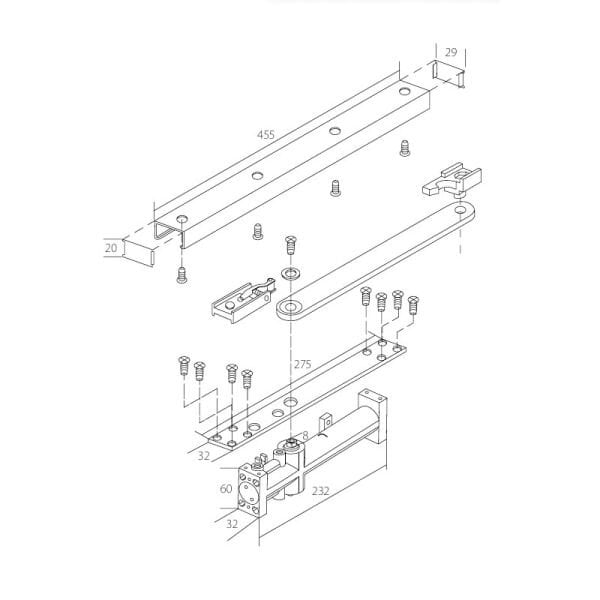 Gizli Kapı Hidroliği Kayar Kollu 90-110cm