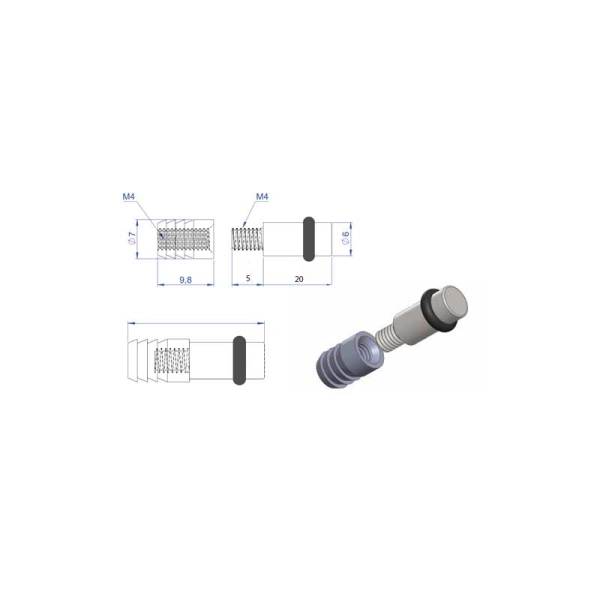 Cam Raf Pimi Contalı  20mm Nikel 1Ad