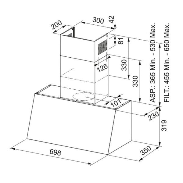 Davlumbaz FCO 70 ON/G Nero  321.0698.305