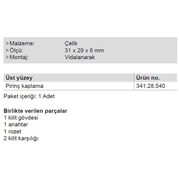 Hafele Mini Box Gömme Kilit