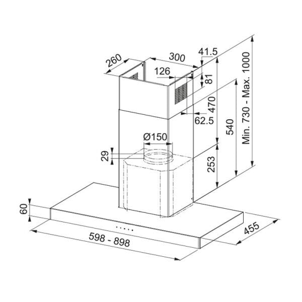 Davlumbaz FCR 925 TC BK/XS/NG 900 325.0654.002