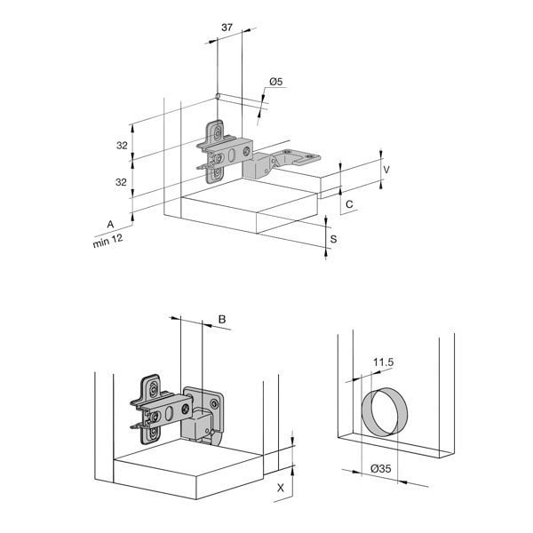 Hafele Düşer Kapak Ment. 90Drc  Sol+Sağ Sağ