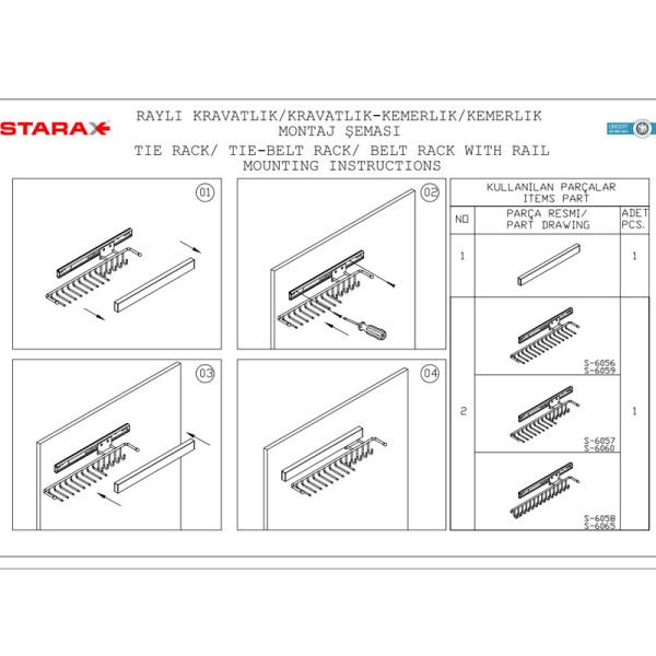 S-6057-A Raylı Kravat-Kemerlik Antrasit Sağ