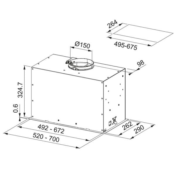 Davlumbaz FBFE BK MATT A70 Mat Siyah