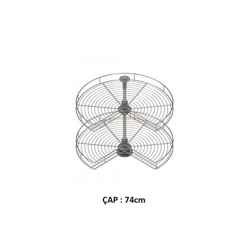 Dolap İçi Döner Sepet Tel 3/4 Krom Çap 74 cm