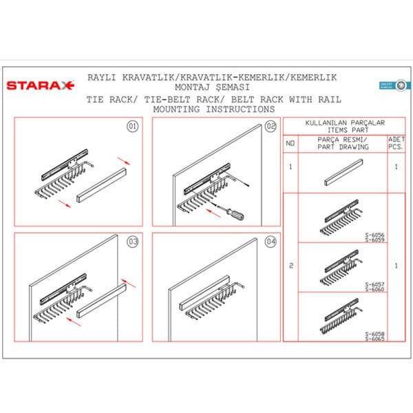 S-6056-A Raylı Kravatlık Metal Sağ