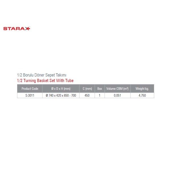 S-3011-C Döner Sepet 1/2 Borulu 74cm