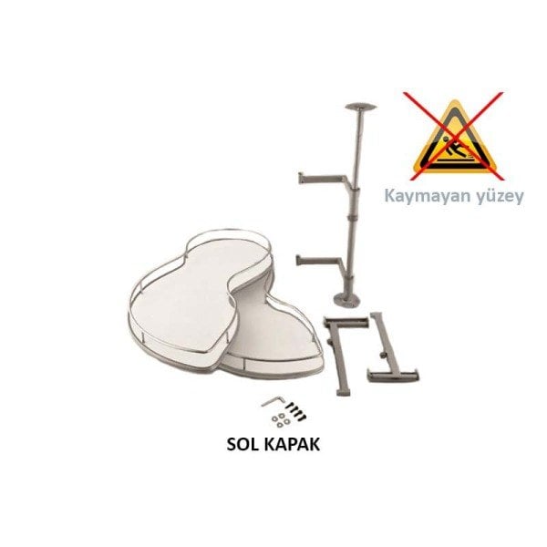 S-3015-C Kör Köşe Kaymaz Döner Tablalı Sol 45cm