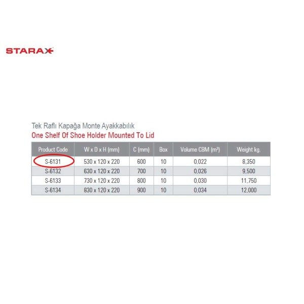 S-6131-C Ayakkabılık Tek Raflı 60cm