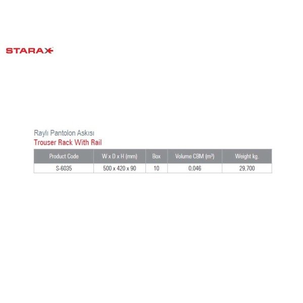 (#) S-6035-G Raylı Pantolon Askısı G:50cm