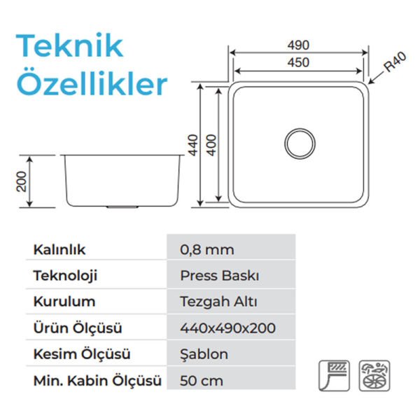 Evye Lavello 3050 M.İnox