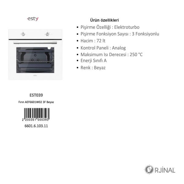 Fırın AEF6601W02 3F Beyaz