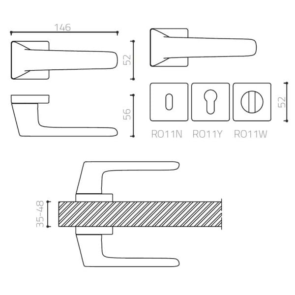 CONCORDIA Füme Saten  Kapı Kolu
