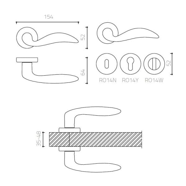 DIANA Nikel Saten  Kapı Kolu