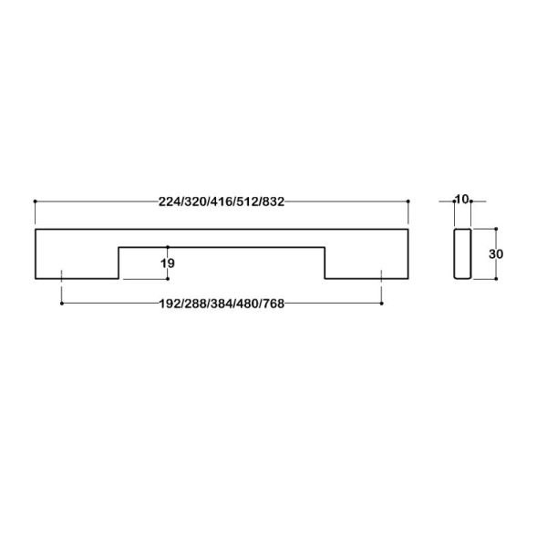 7327 Krom Kulp 384 mm