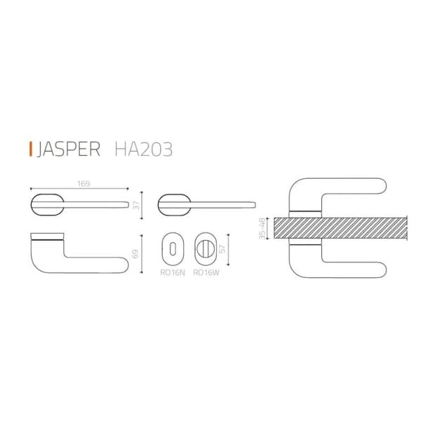 JASPER Mat Siyah  Kapı Kolu