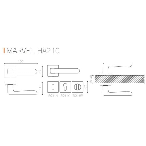 MARVEL Mat Siyah  Kapı Kolu