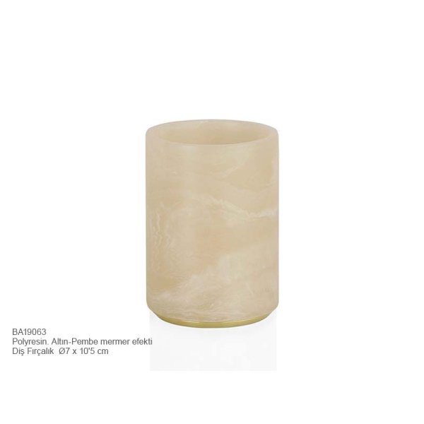 BA19063 Diş Fırçalık Pembe Mermer/Altın