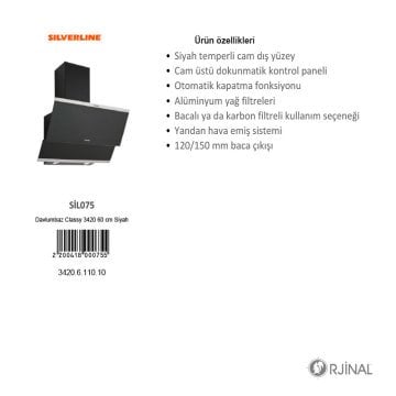 (#) Davlumbaz 3420 Classy 60 cm Siyah