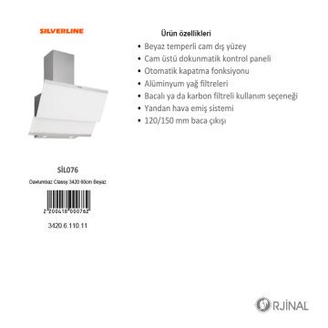 (#) Davlumbaz 3420 Classy 60cm Beyaz