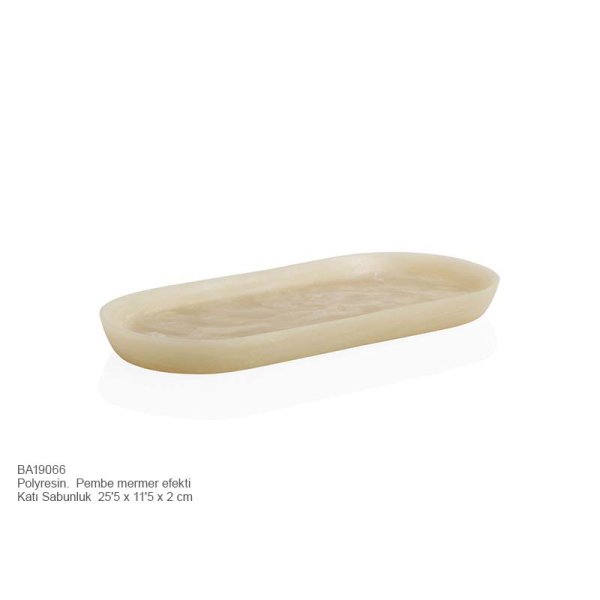 BA19066 Oval Tepsisi Pembe Mermer/Altın