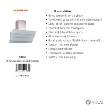 (#) Davlumbaz 3370 Etherno 60cm Beyaz