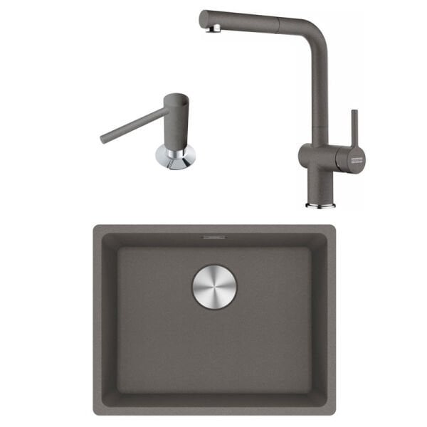MRG 110-52 Stone Grey Evye+Active Plus Doccia Batarya+Sabunluk Set