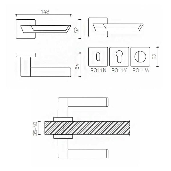 PANDORA Krom / Nikel Saten  Kapı Kolu