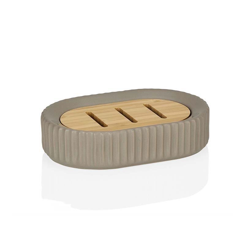 BA68151 Katı Sab. Çizgili Kahve Seramik/Bambu