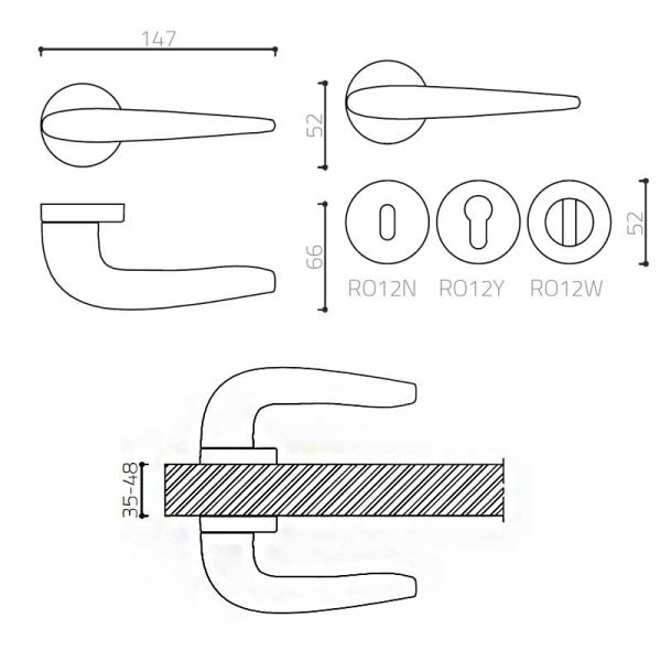 ROCKET Nikel Saten  Kapı Kolu