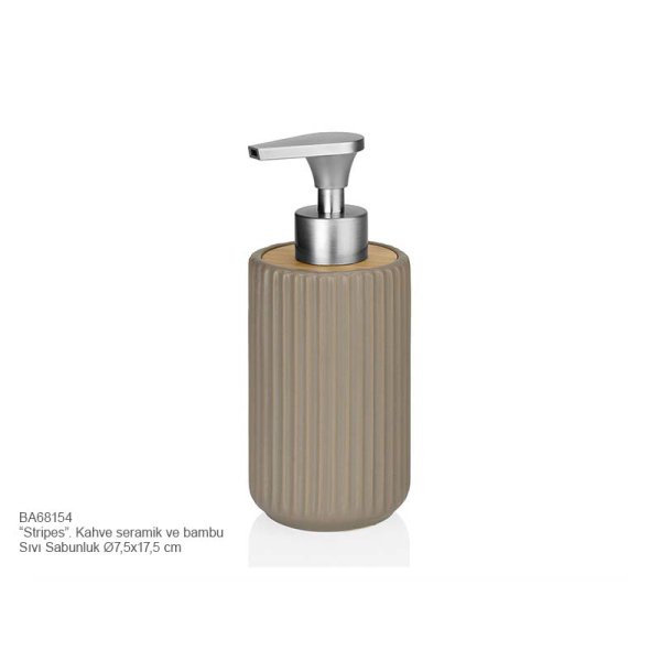 BA68154 Sıvı Sab. Çizgili Kahve Seramik/Bambu