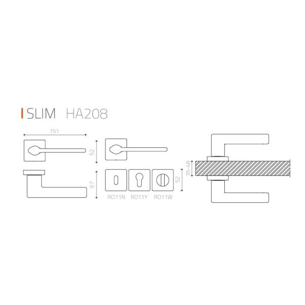 SLIM Mat Siyah  Kapı Kolu