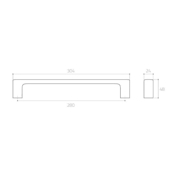 9585 280 mm Çekme Kol Pirinç Saten